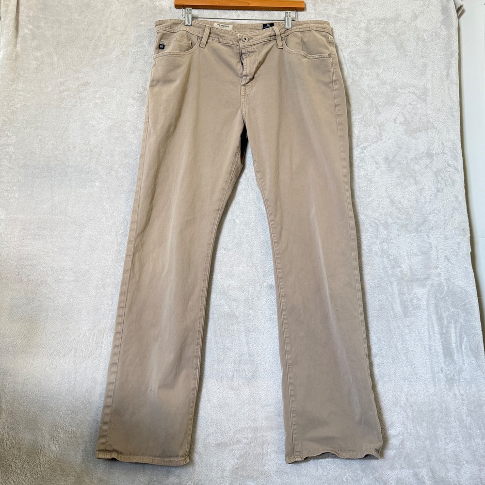AG Adriano Goldschmied The Protégé Straight Leg Tan Chino Pants 38x33 USA *READ